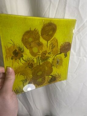 Yellow Sunflower Decorative Glass Tray
